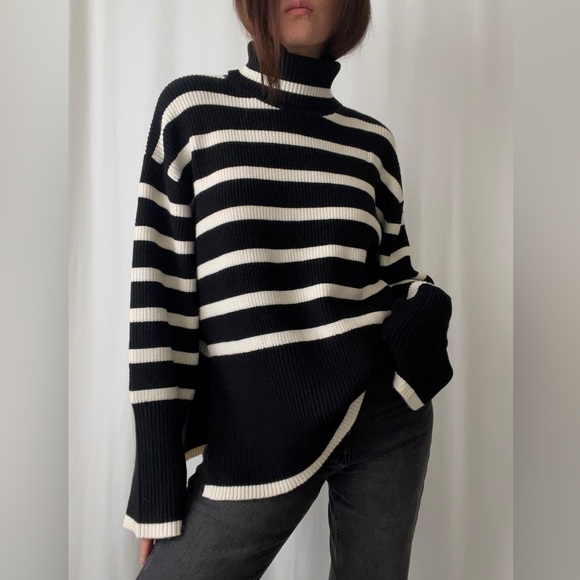 SYLVIE STRIPED SWEATER — In Black - Picture 6 of 9